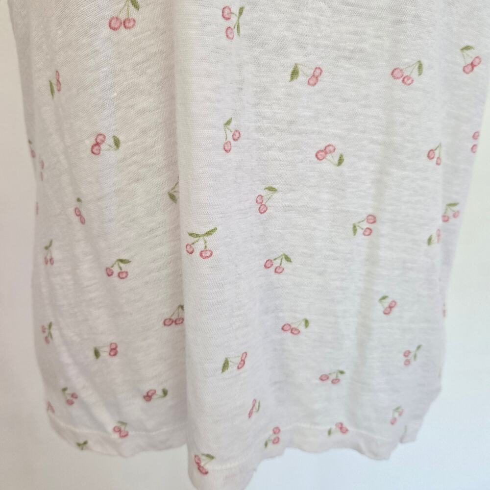 Rails Women Cherry Print Linen Tee Cara Lightweight Summer Fruit Novelty Large - Picture 7 of 13
